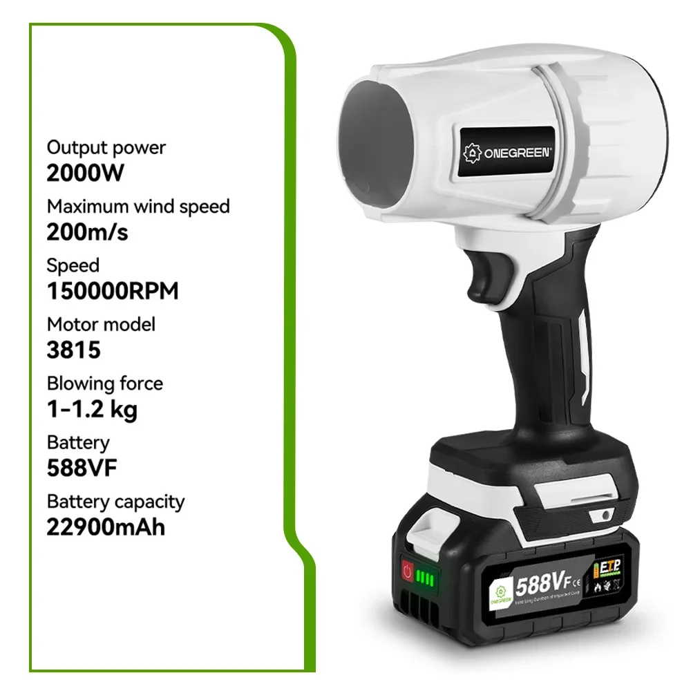 Bezszczotkowy elektryczny dmuchawa turbo 2000W, wentylator strumieniowy 200M/S, akumulatorowa dmuchawa powietrza o dużej mocy do akumulatorów Makita 18V, z pinem. — zdjęcie 3