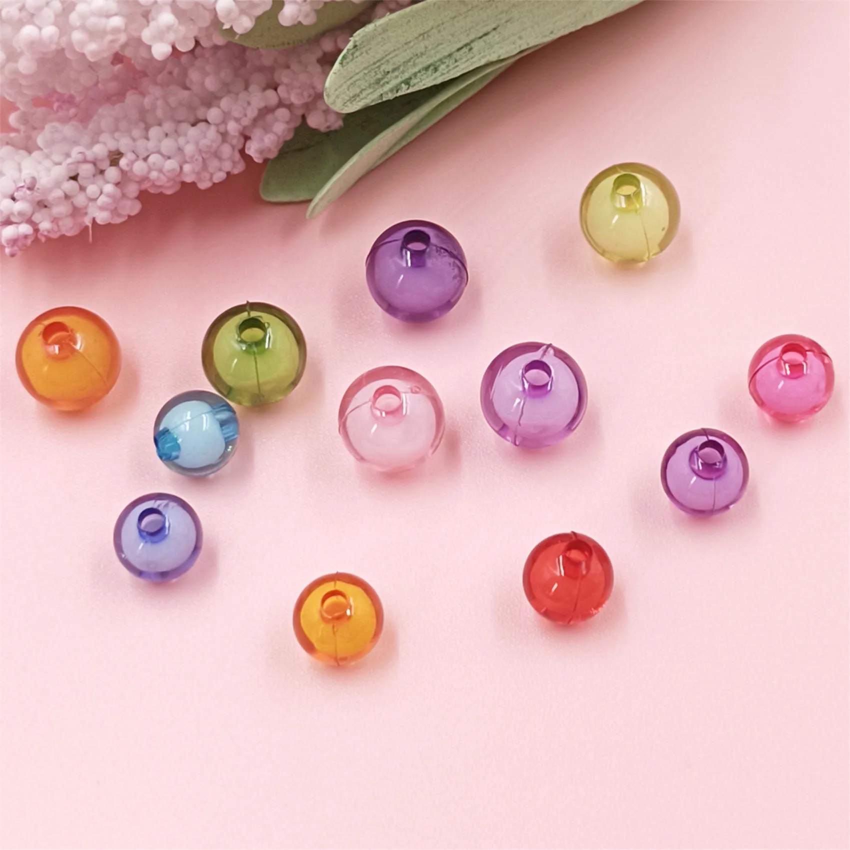 40/20Pcs 8mm/10mm Candy Color Transparent Acrylic Loose Round Beads Craft DIY  Necklace Bracelet Jewelry Making Wholesale