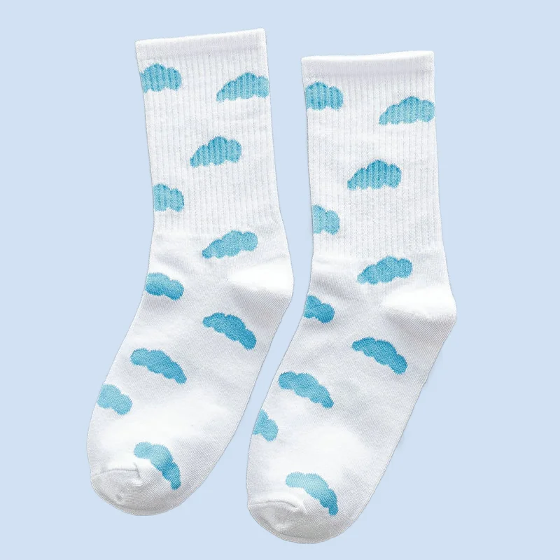 3/6 Pairs Women's Mid-tube Socks Sweat-absorbent Breathable Short Cotton 2024 New Spring and Autumn Socks Cloud Women's Socks