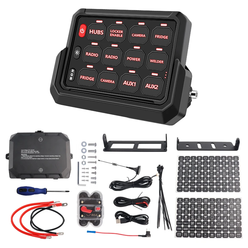 

Intelligent Library New Wireless Touch Auto Switch Panel With New Receiver 12v 12 Keys New Automotive Panel RGB LED Switch Panel