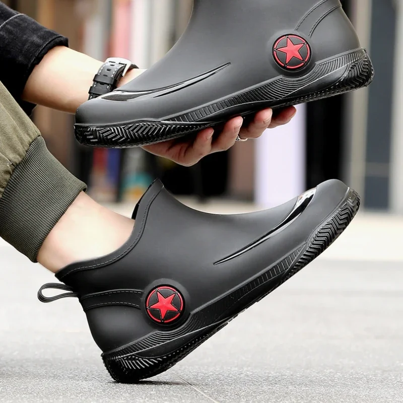 Bottes de pluie imperméables décontractées pour hommes, chaussures d'eau pour hommes, bottes de neige chaudes, résistantes à l'usure, bottes de pêche pour hommes