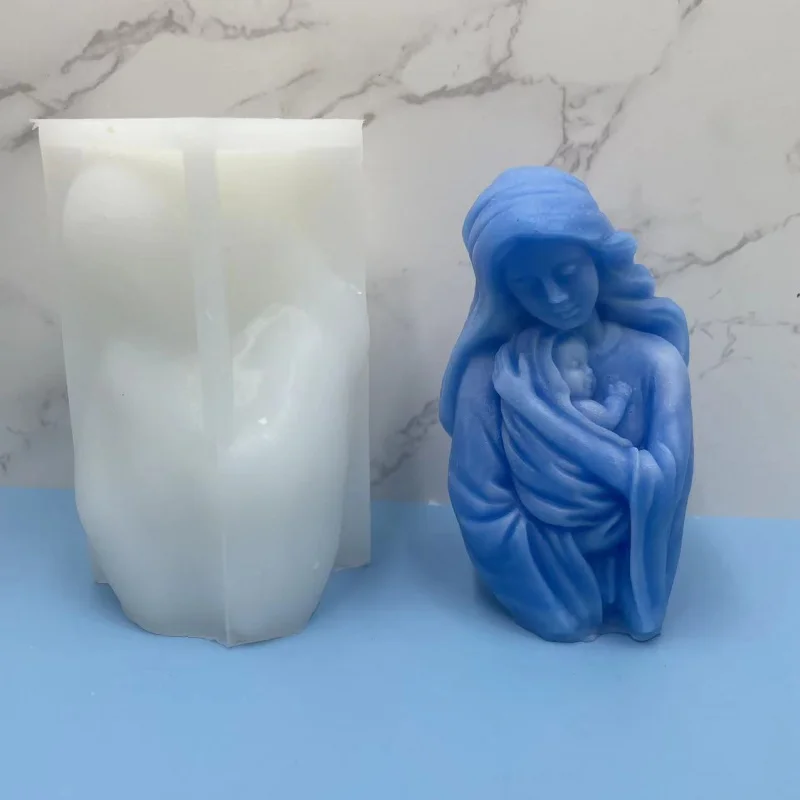 Mother and Child Hug Silicone Mold DIY Mother's Day Decoration Aromatherapy Gypsum  Virgin Baby Hold  Mould