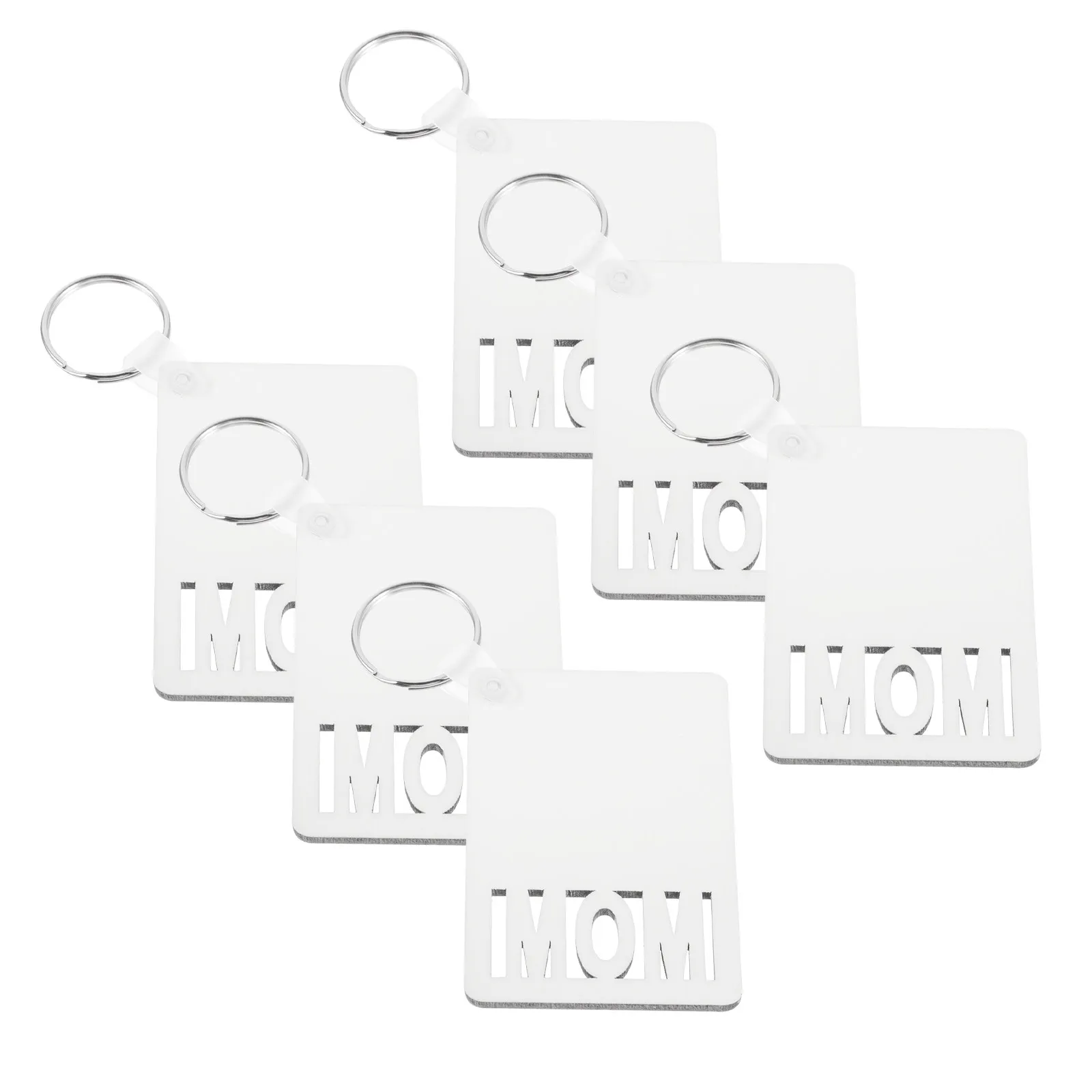 6Pcs Sublimation Mom Sign Keyring Blank DIY Heat Transfer Keychain Craft Supplies Double Side Sublimation Key Ring for Mother's