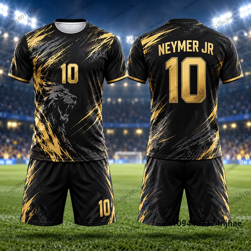 2-teiliges Set Kinder-Trainingsanzug Brasilien Fans Neymar # 10 bedruckte T-Shirt- und Shorts-Sets, Fußballtrikot-Set, Sportbekleidung für Kinder/Erwachsene – Detail 8