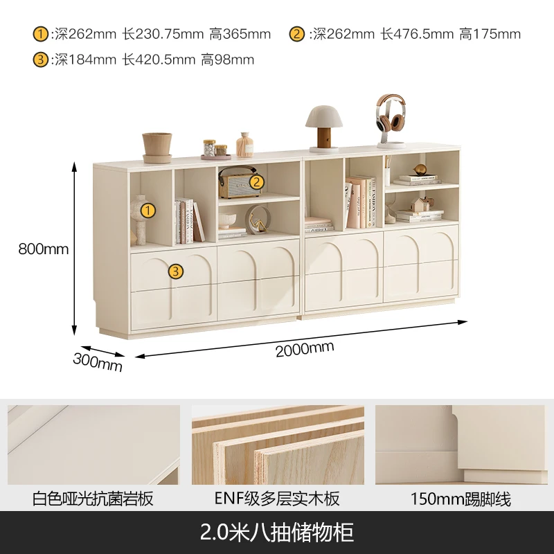 

French solid wood bookcase, TV cabinet, living room decoration cabinet,narrow cream style bookshelf against the wall