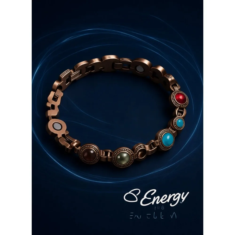 

Магнитный браслет из чистой меди для женщин с бирюзой и натуральными камнями, регулируемый, подарочное украшение