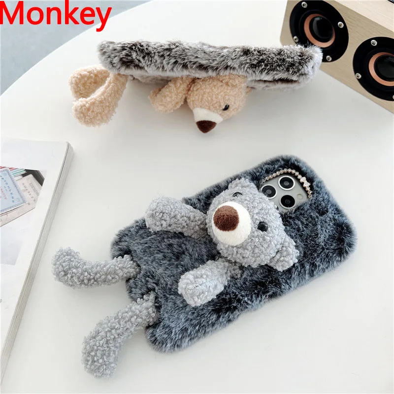 3D Cute Rabbit Fluffy Plush Bear Phone Case For OPPO Reno 7Z 6Z 5Z 2Z 5F 7  6 5 Pro 4 3 2 A5 A9 A31 A53 A73 A36 A76 A96 A92 Cover - AliExpress 202192403