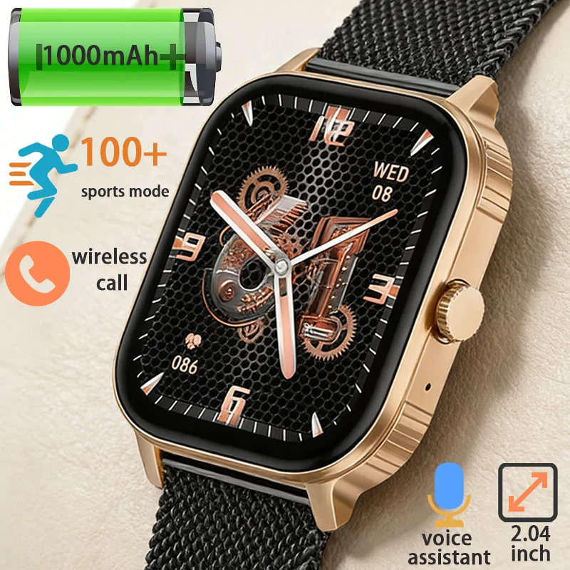 

Умные часы для мужчин, 1000 мАч, длительное время работы в режиме ожидания, водонепроницаемость IP68, измерение пульса, 100+ видов спорта, Bluetooth-вызовы, совместимость с Android и iOS.