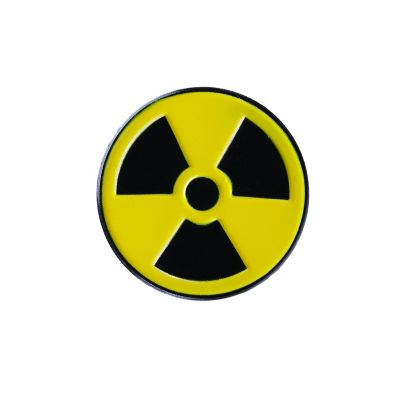 Biochemical radiation identification circular metal Enamel Pins Chemical Element Radioactive Metal Badge oil-drop brooch