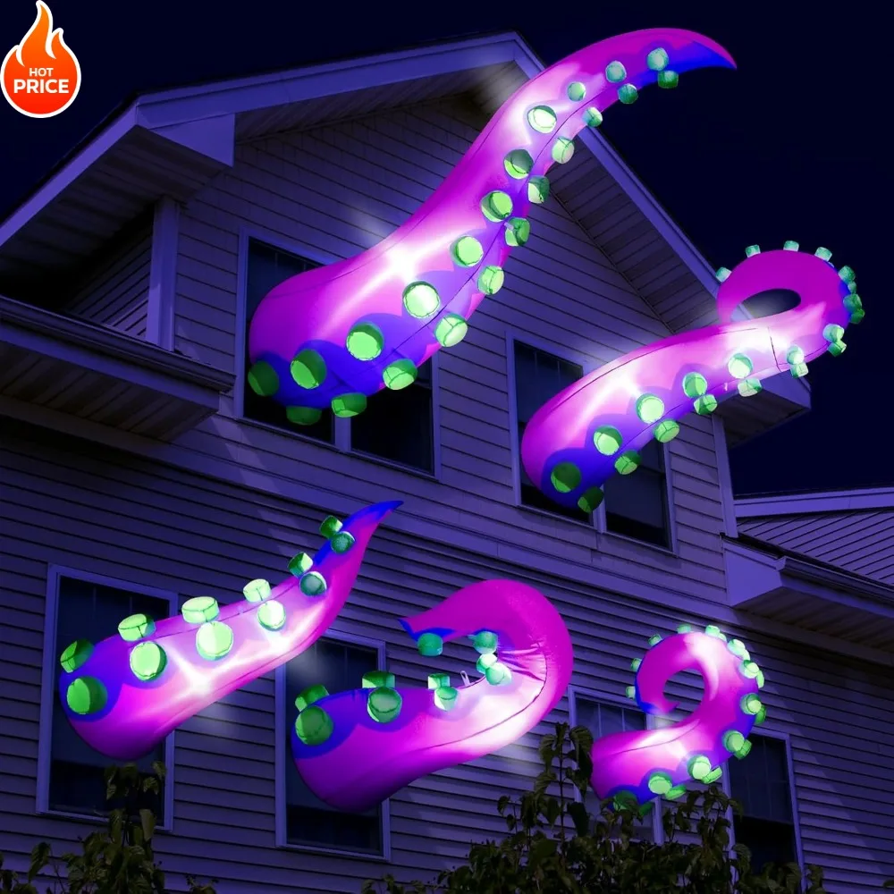 جودة عالية ترقية جديدة 5 قطعة 5 أقدام هالوين نفخ مضاءة الأخطبوط العملاق اللامسة مع المدمج في LED كسر