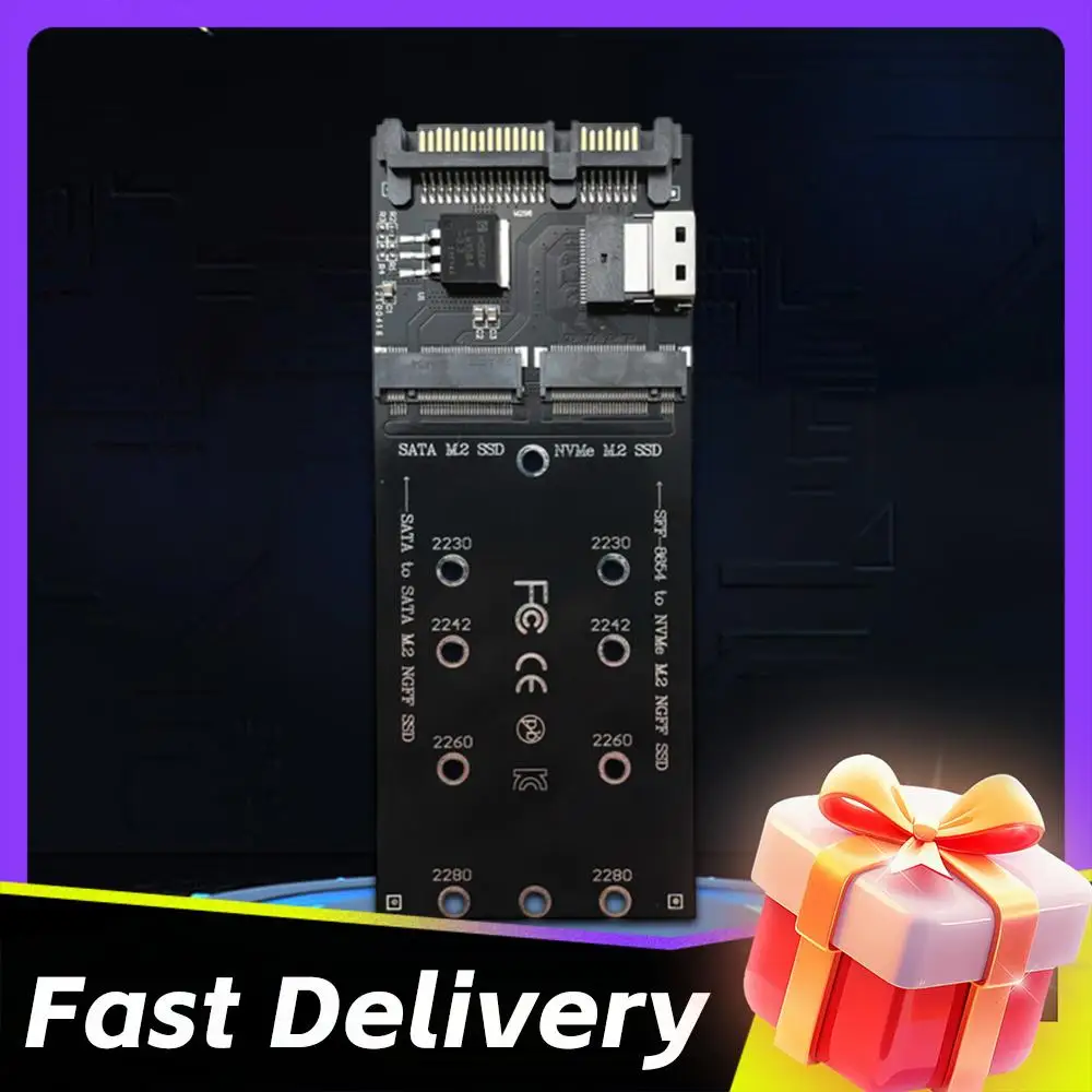 

M.2 To SATA Adapter SFF-8654 To M2 NVME SSD Converter 22Pin SATA To M2 Expansion Card 2 in 1 Combo Adapter Fit for Mainboard