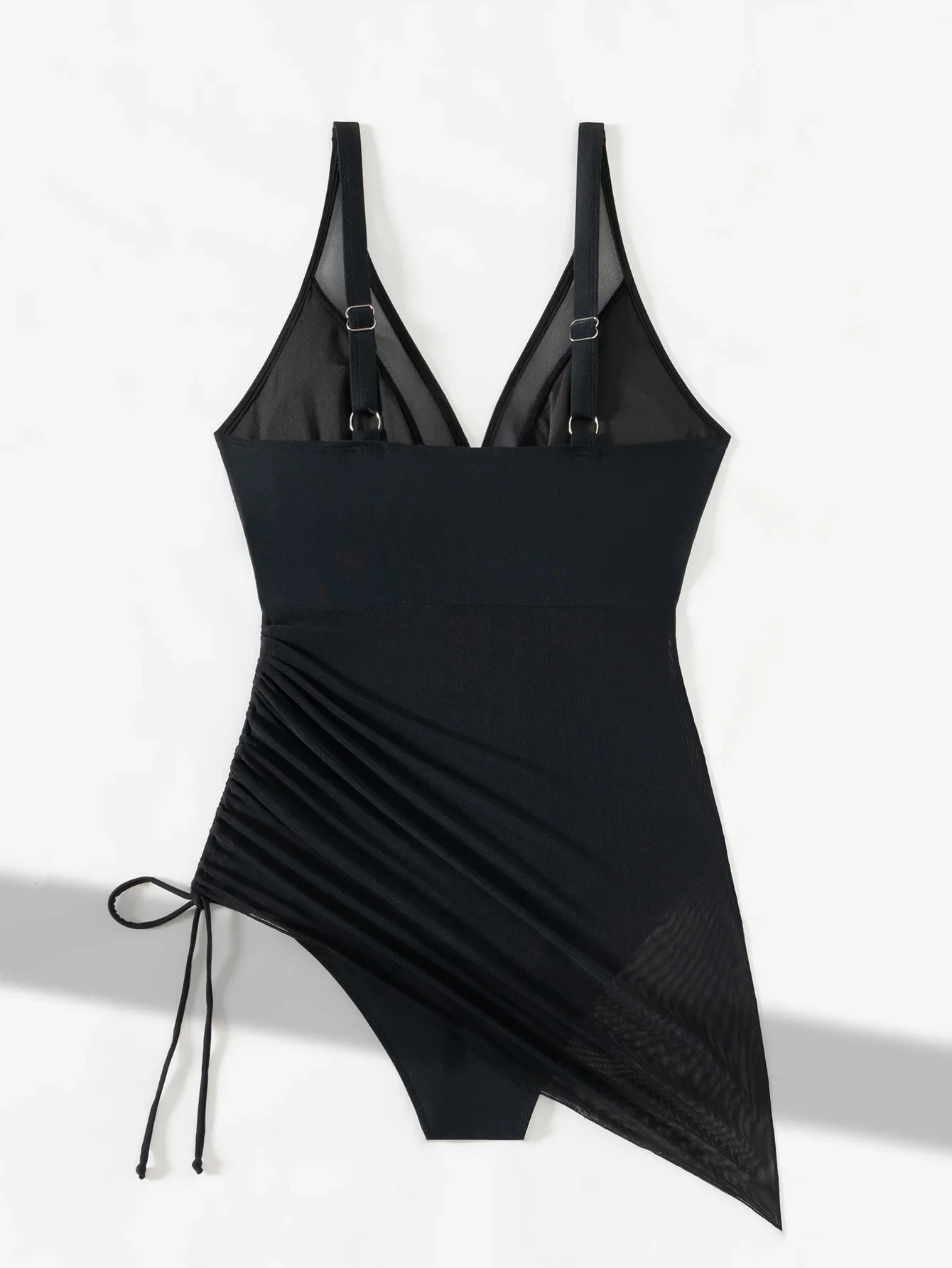 Vintage Women’s Swimsuit Large Size Black Deep V Neck Mesh Patchwork Drawstring Side One Piece Swimwear Beach Bathing Suit 2026 3 Vintage Women's Swimsuit Large Size Black Deep V Neck Mesh Patchwork Drawstring Side One Piece Swimwear Beach Bathing Suit 2026 3