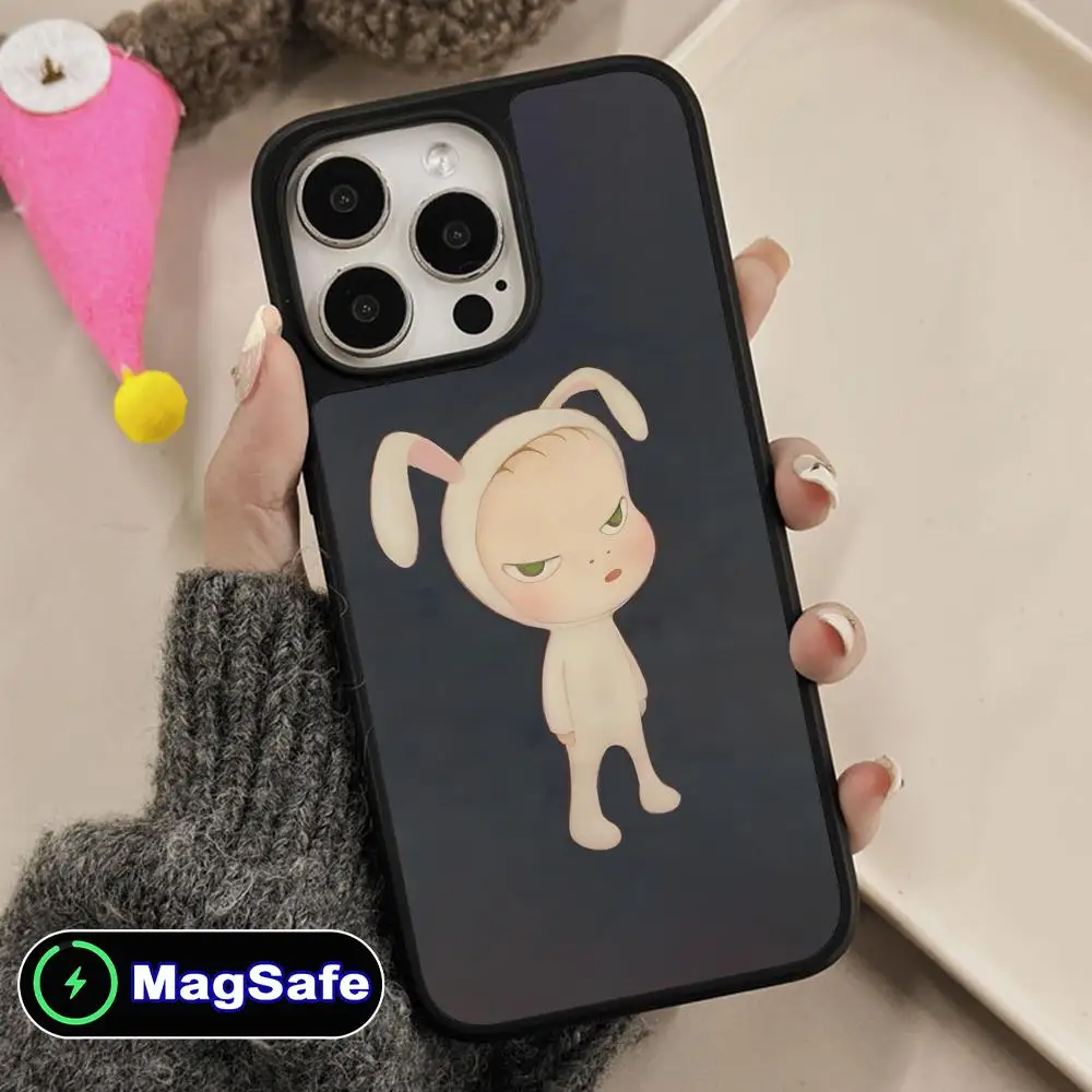 

Anime Yoshitomo Nara Phone Case for iPhone 17 16 15 14 13 12 11 Air Pro Max Plus Magsafe Matte Surface Colorful Cover Smartphone