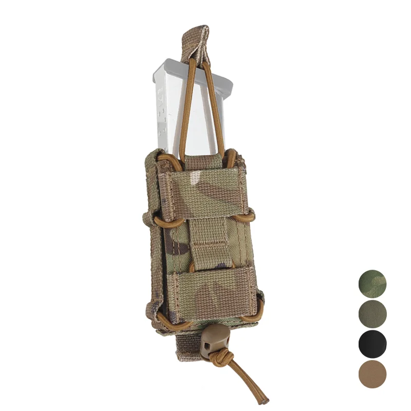 

MOLLE Pistol Mag Pouch 9mm Single Quick Release Elastic Cord Hunting Airsoft Flashlight Multi Item Field Use Carrier
