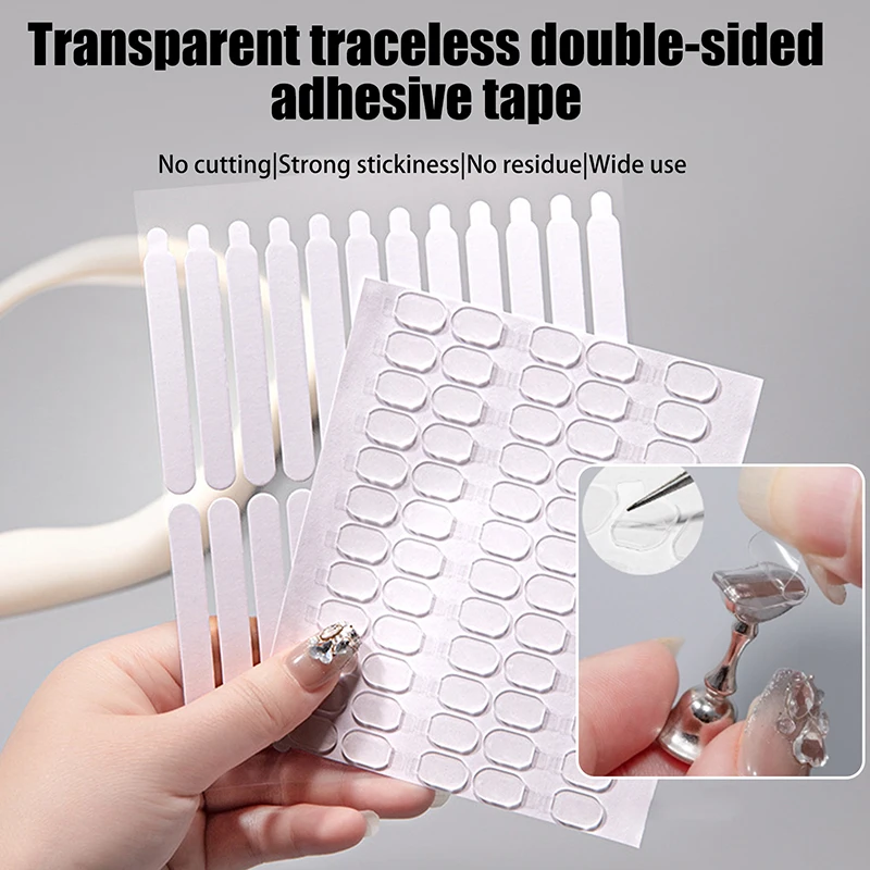 

60Pcs Elliptical Traceless Double-side Adhesive Tape Gel For False Nails Display Stand Ultra-thin Soft Jelly Glue Sticker