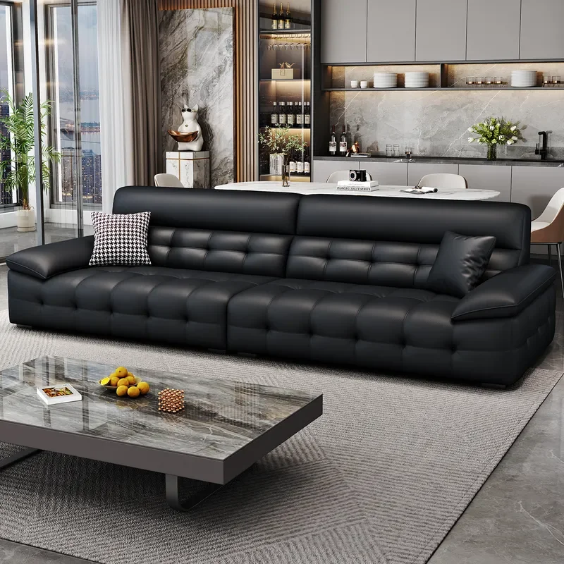 for Lawrence High Backrest Leather Sofa Modern Simple Small Apartment Cat Scratch Resistant Straight Three Seater Combination