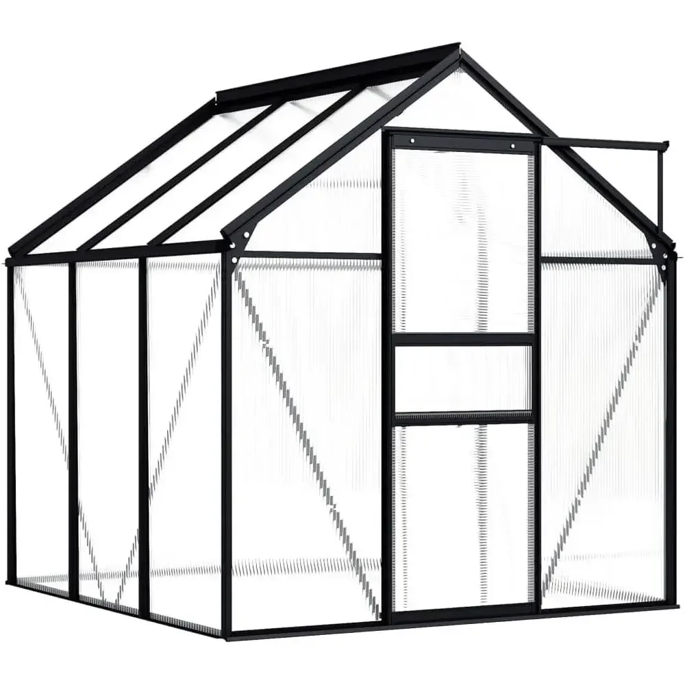 Large Anthracite Greenhouse, 38.9m², Thermal Insulation, UV Protection, Efficient Drainage for Hobby Gardening