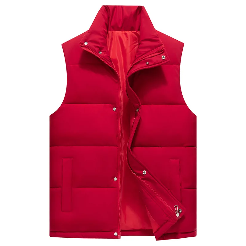 

Осень-зима 2022, новые модные мужские однотонные стеганые жилеты без рукавов с воротником-стойкой, мужские простые базовые свободные пальто, одежда