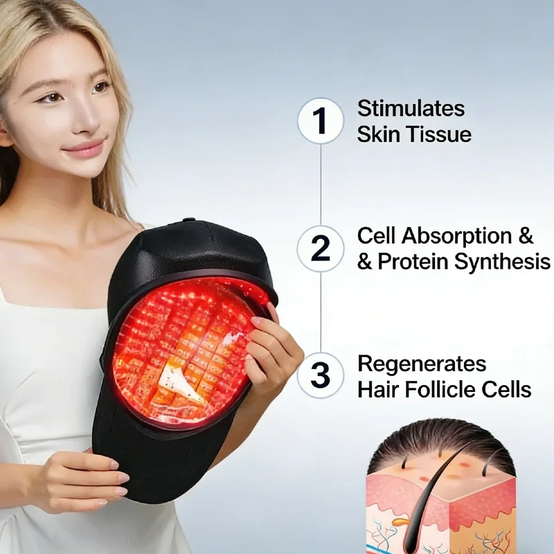 Advanced 96 Diodes 650nm Laser Hair Growth Cap, Infrared Red Light Therapy Helmet for Scalp Health Home
