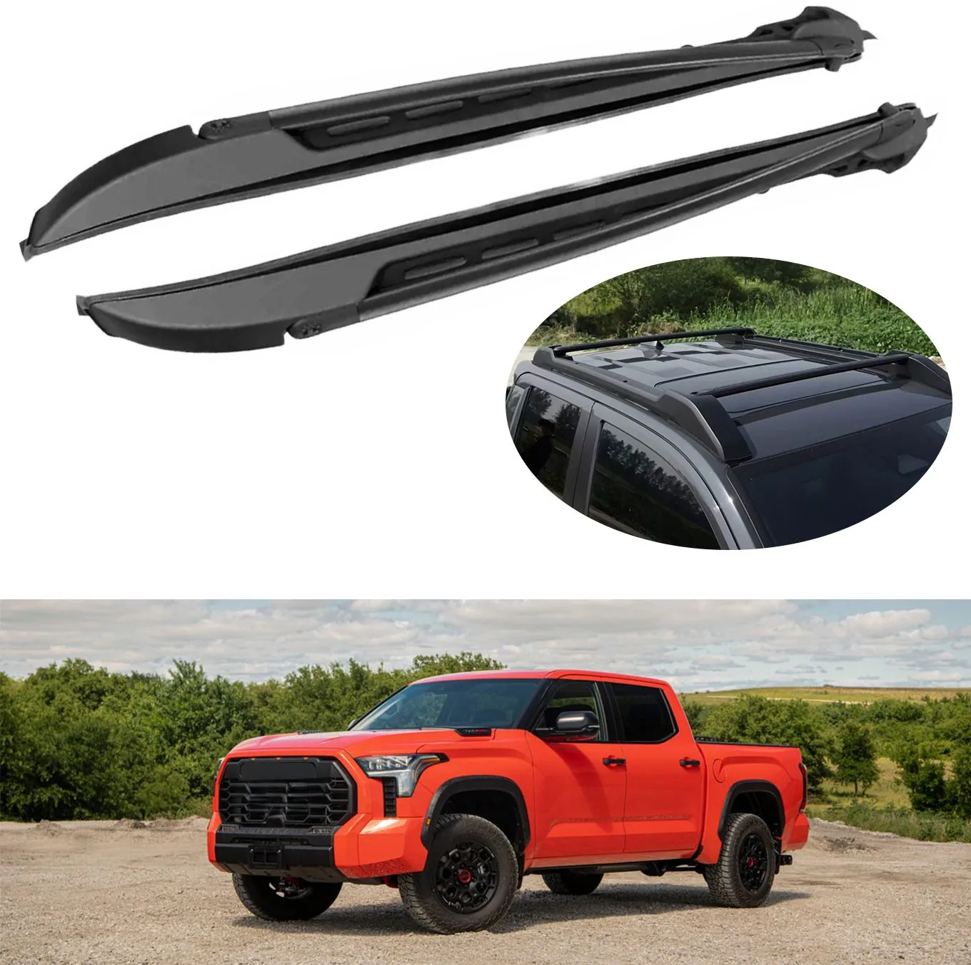 For Toyota Tacoma Double Cab 2024 2025 Top Roof Rack Cross Side Rails Bars Set