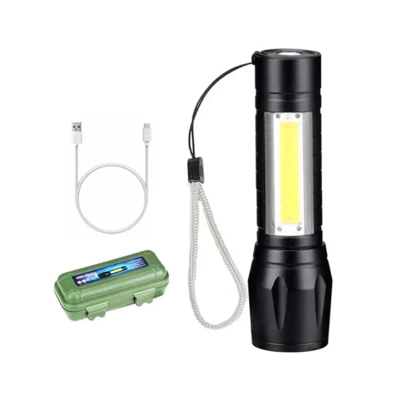 Waterproof LED Flashlight 2000 Lumens Camping Lantern USB Rechargeable Built-in Battery