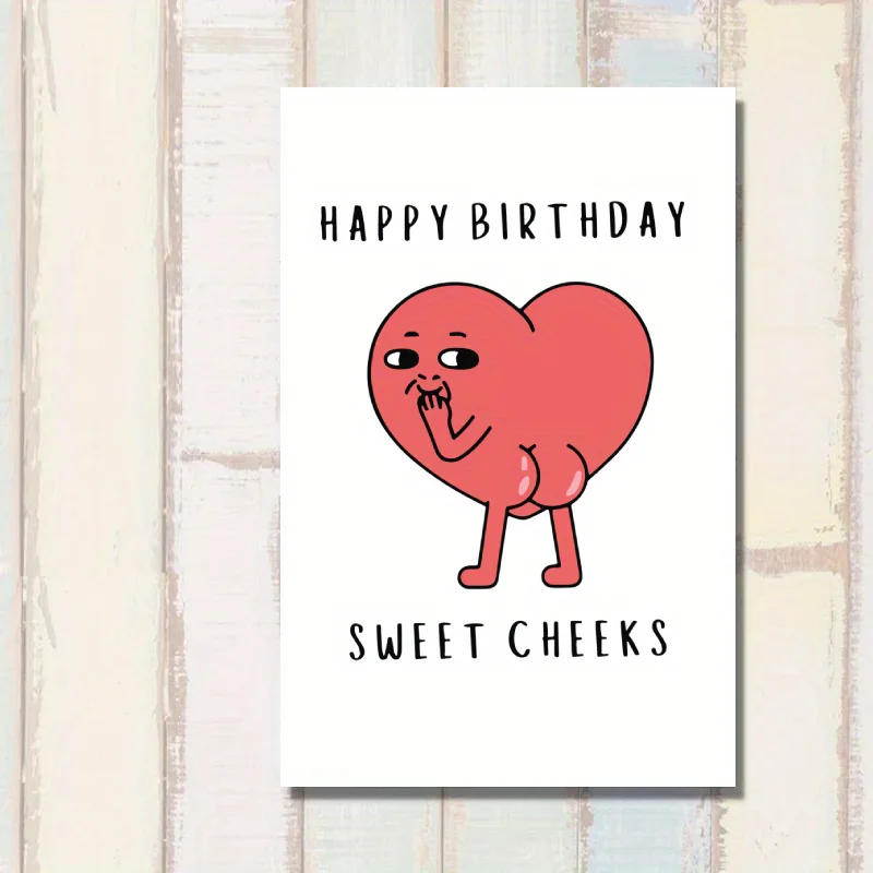 بطاقة عيد ميلاد سعيد لعيد ميلاد سعيد ، عيد ميلاد سعيد ، خدود جميلة ، مؤخرة على شكل قلب ، فكاهية ،