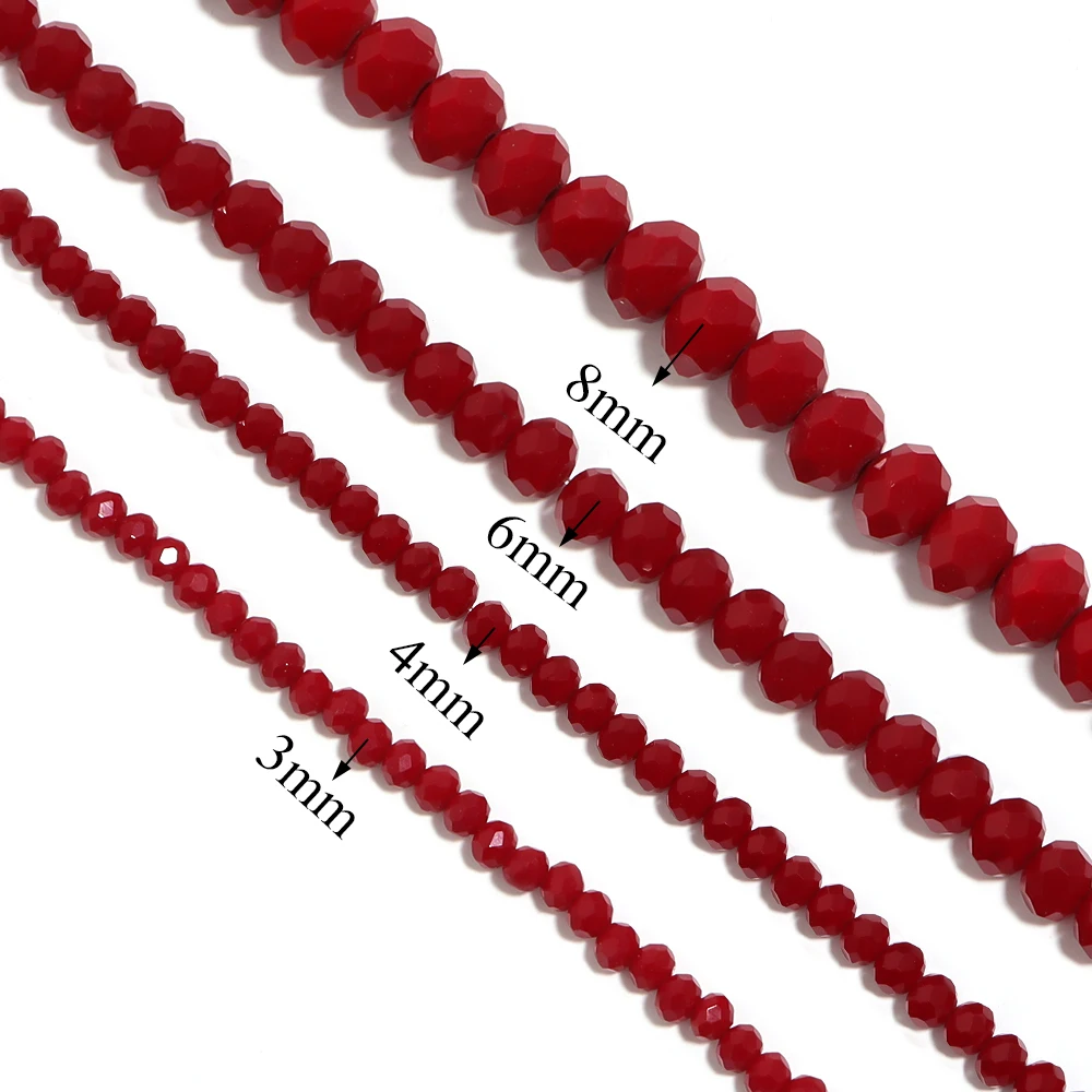 1 Strand 3/4/6/8mm Faceted Crystal Beads Porcelain Red Glass Spacer Beads For Jewelry Making DIY Bracelet Necklace Accessories
