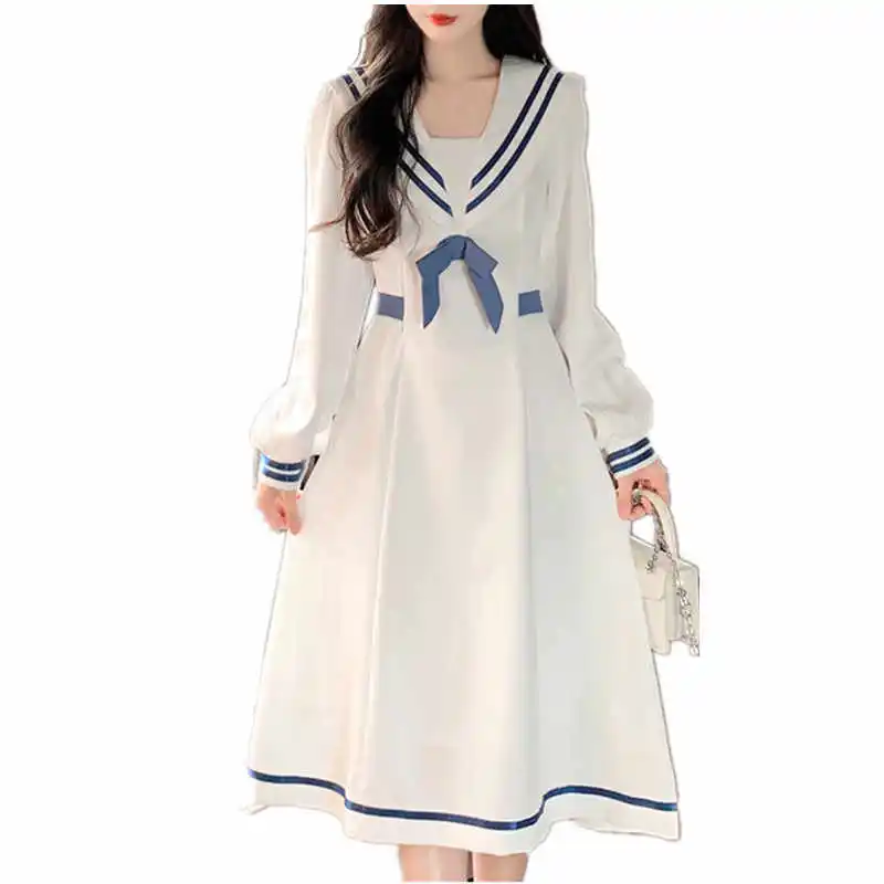 School Students Costume Naval College Style Sailor Clothing Japanese Uniform Spring  Korean Girls  Dress