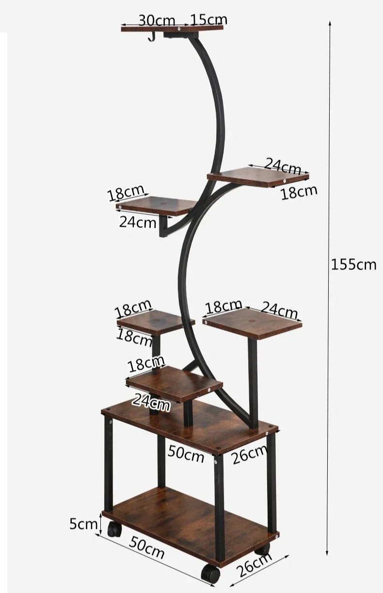 

Indoor Flower Rack with Grow Light, Indoor Plant Rack, Floor-standing Storage Rack, Metal Display Flower Pot Rack