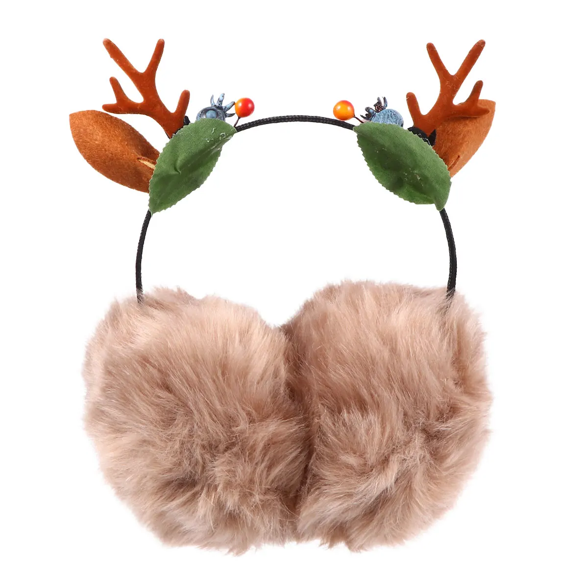 

1PC Christmas Headband for Women Girls Winter Earmuffs Reindeer Antlers Ear Muffs Fluff Soft Warm Cute Cartoon Embroidery