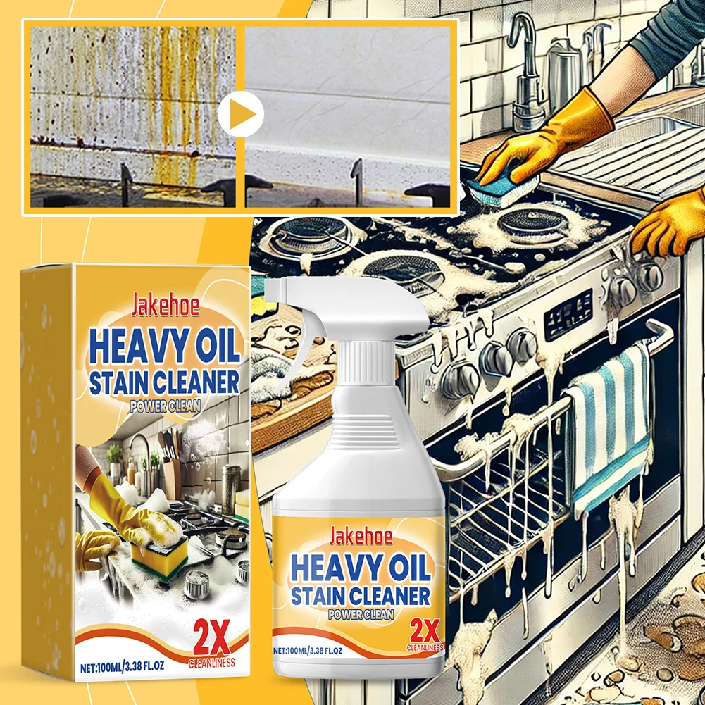 Clean Kitchen Oil Stains Spray 360 Degree All Round Cleaning Liquid Strong Heavy Duty Degreaser Powerful Stain Removing