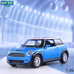 1:36 Bmw Mini Cooper Legering Klassieke Auto Spuitgieten Auto Model Pull Back Speelgoed Voertuigen Collectie Cadeau Voor Kids g24