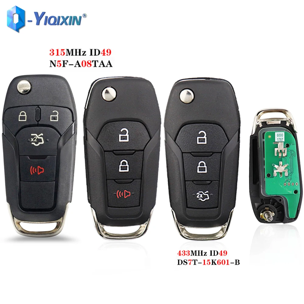 

YIQIXIN ID49 Chip Remote Car Flip Key 433MHz DS7T-15K601-B For Ford Escort Fusion 2013-2016 Explorer Ranger 315Mhz N5F-A08TAA