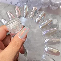 1 Bottles Aurora Moonlight Nail Glitter Mirror Chrome Nails Powder Glitter Rubbing on Powder for Manicure Decoration Pigment