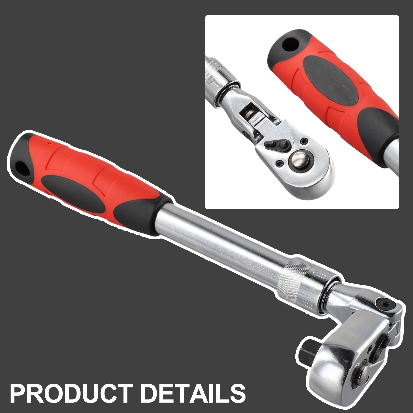 1 2'' 12.5mm Auto Repair Tool 180 Rotating Head Retractable Pole Versatile Usage DIY Enthusiasts Forward And Reverse Switch