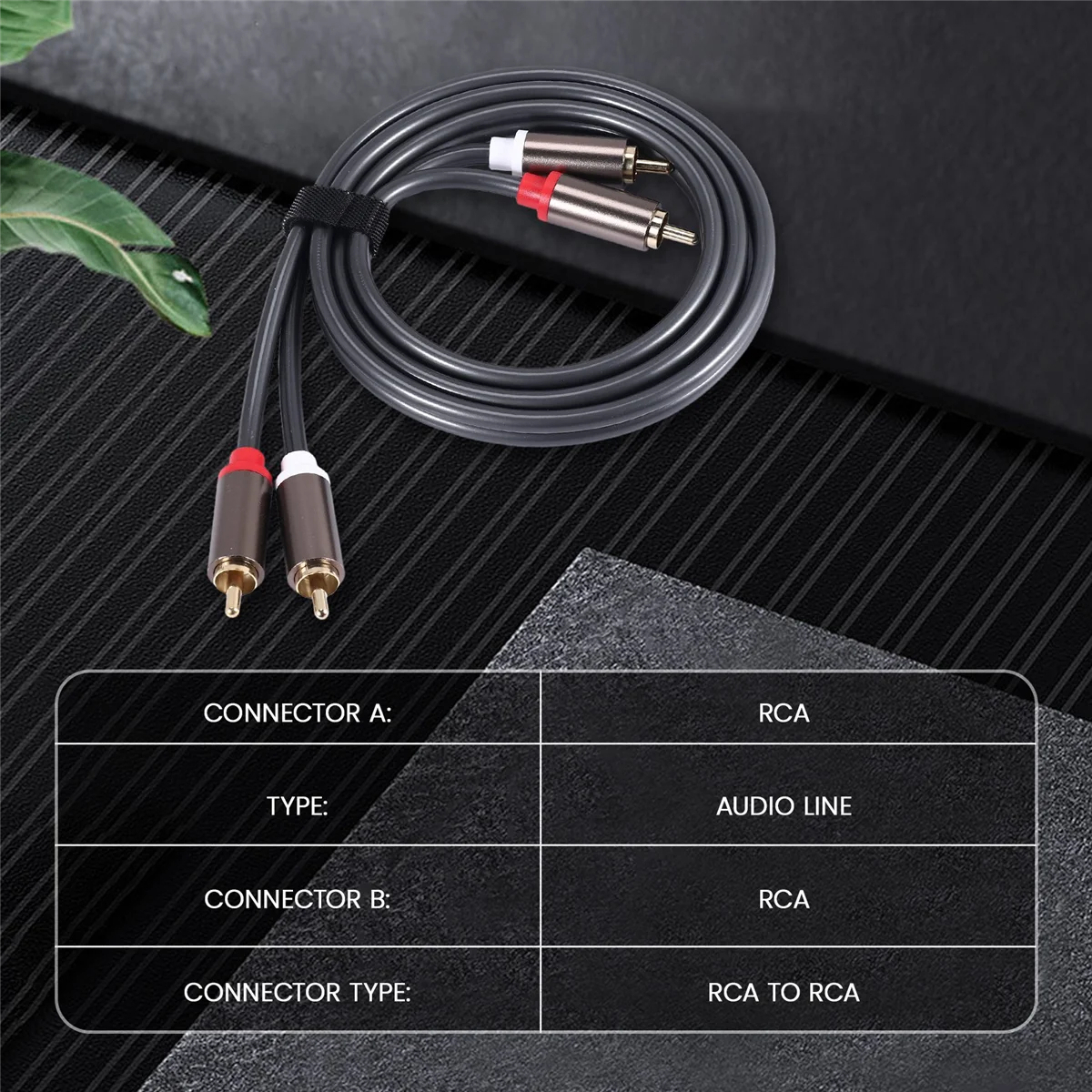 Rexlis 2 Rca to 2 Rca Male to Male Hifi Audio Cable Ofc Av Speaker Wire for Tv Dvd Amplifier Subwoofer Soundbar 1M