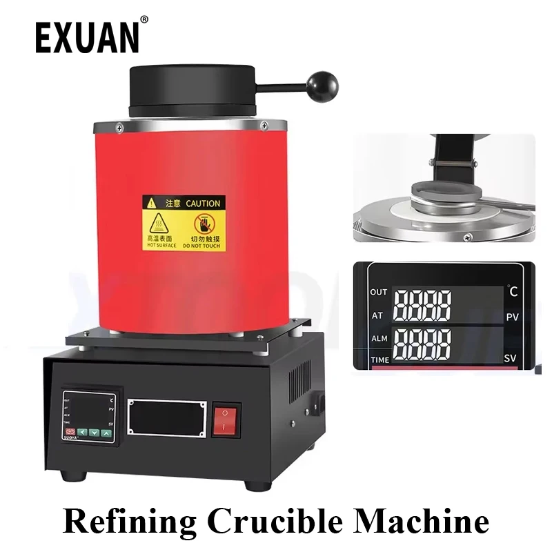 Electric Metal Melting Furnace Digital Casting Jewelry Making Tool Gold Silver Aluminum Graphite Refining Crucible Machine 3KG