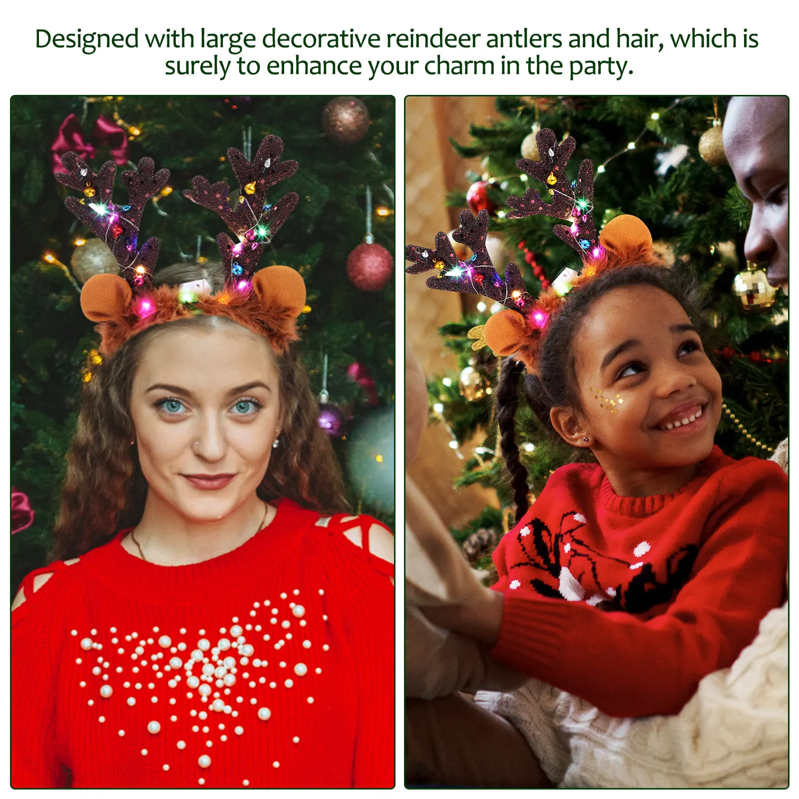 

Набор из 3 повязок на голову в виде оленьих рогов, аксессуар для костюма на Рождество, прочный реквизит для косплея, праздничный аксессуар для женщин