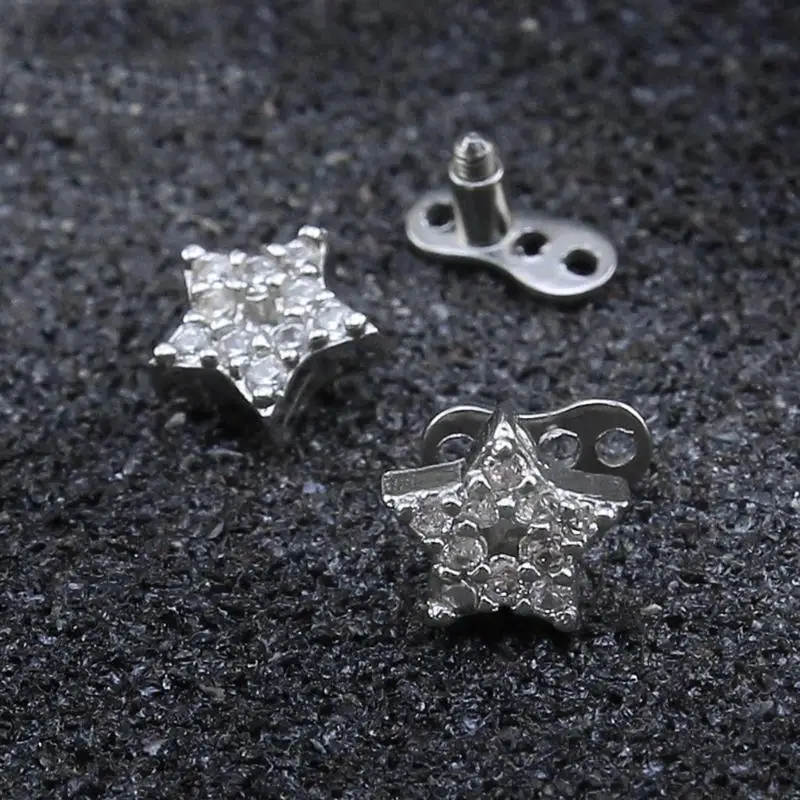 31BF Stainless Steel Dermal Anchors Top Base Set Stylish Women Body Piercing Jewelry