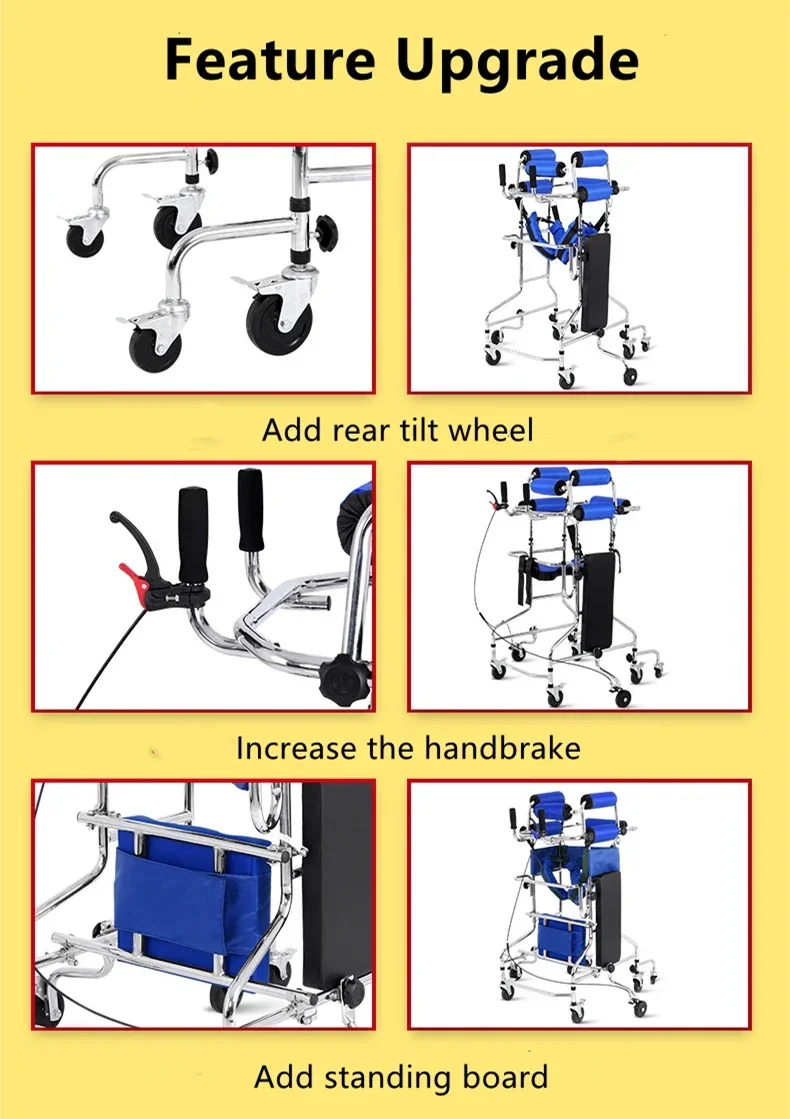 For Elderly Disabled 8 wheels Walker Assist Walking Lower Limb Rehabilitation Exercise Device Anti-backward Rollover Shelf Tool