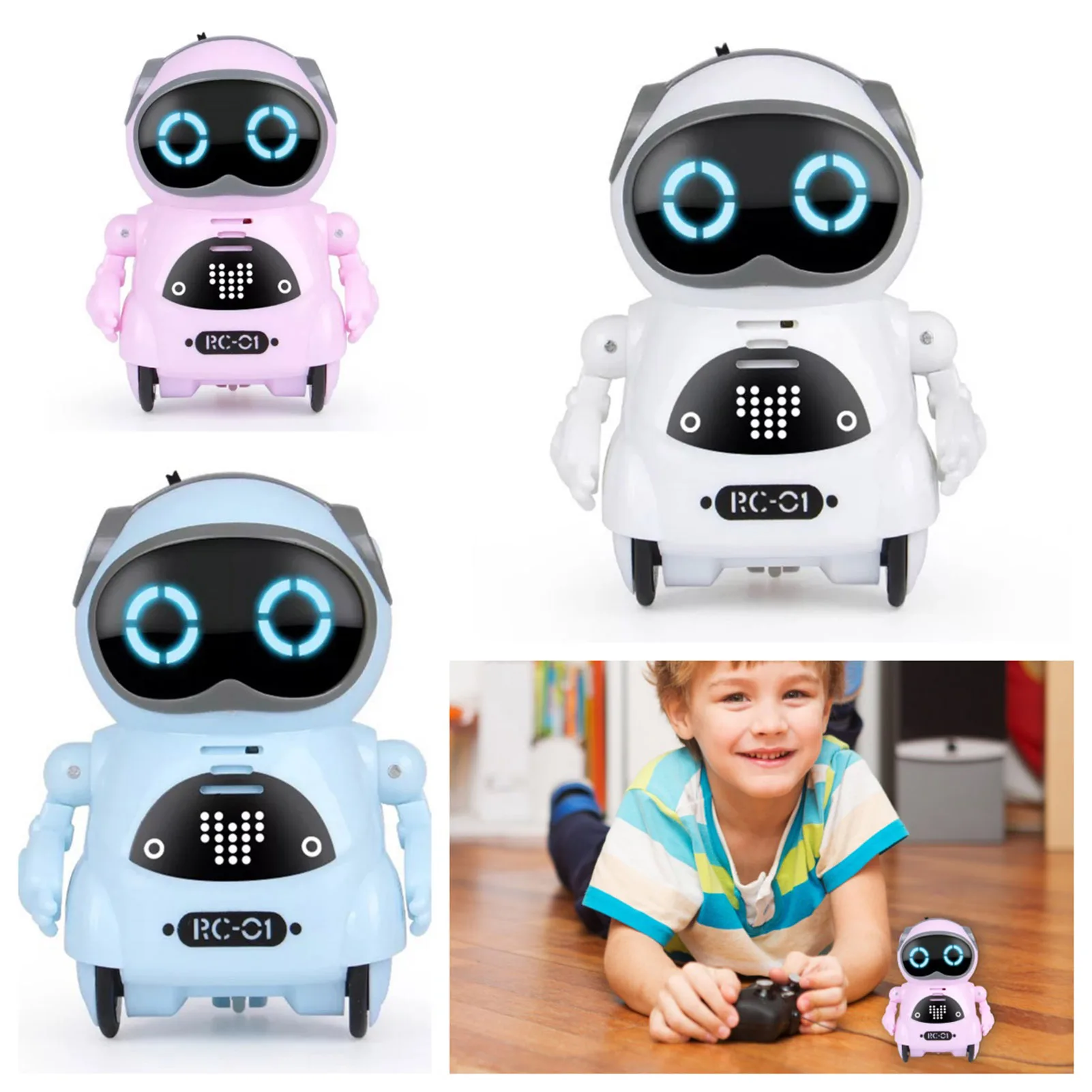 Talking Pocket Robot Toy Interactive Dialogue Voice Recognition Record Robot Toy for Children Toddler Preschool Activity