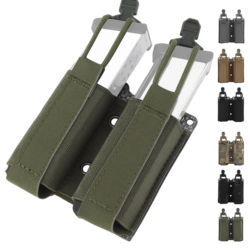 

9mm Magazine Pouch Double Mag Pouch for Glock 17 19 Beretta M9 Colt 1911,Open-top Pistol Magazine Holster Molle Belt Mags Holder