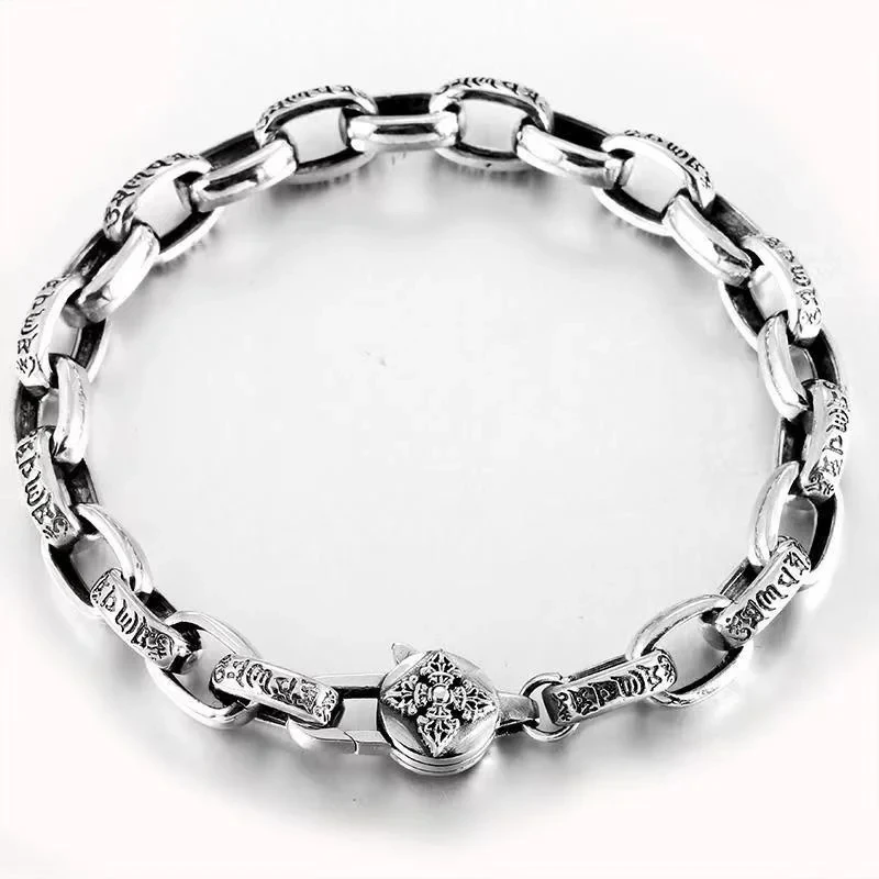 New S925 Sterling Silver Bracelet Retro Luxury Simple Bracelet Men and Women Fashion Silver Chain Jewelry Couple Gift Wholesale