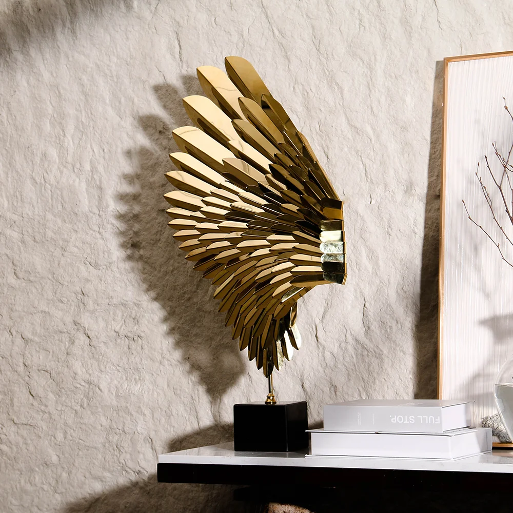 Factory Supplies Gold Decorative Stainless Steel Abstract Flying Eagle Home Decor Luxury Accessories for  Table Decoration