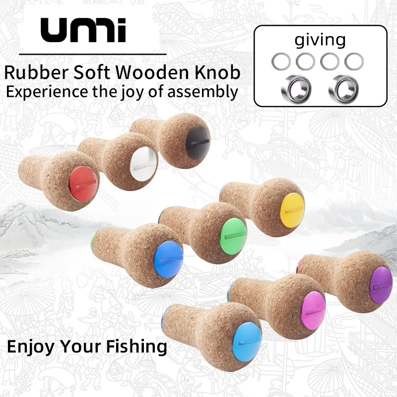 Umi 1pc Fishing Reel Handle Knob DIY Handle Accessories Rubber Cork Include 2pc Bearing Modified Grip Pill Daiw And Shima Rocker