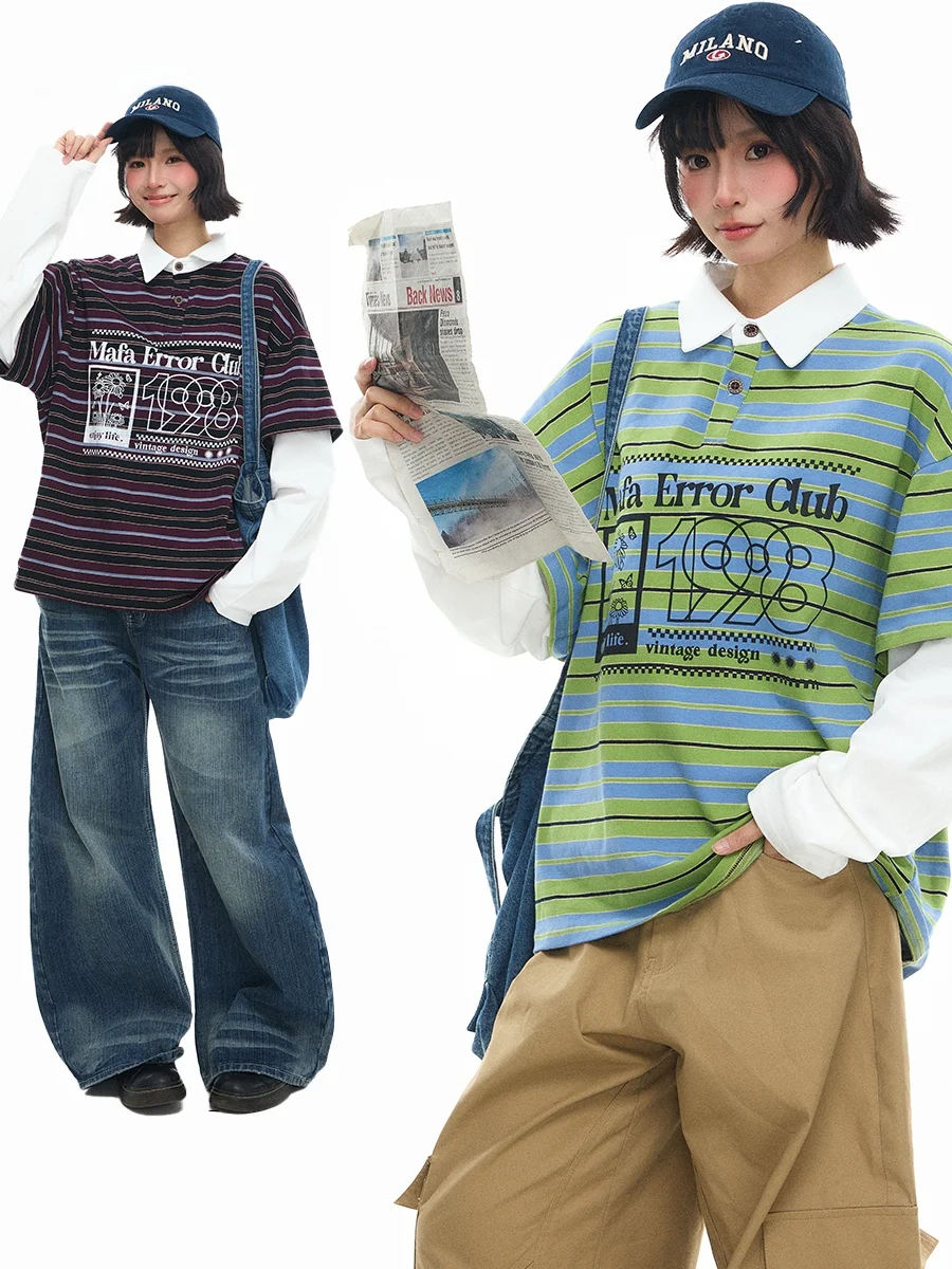 

Винтажная полосатая футболка Sanowers с длинными рукавами, женская свободная футболка на весну и осень, повседневный дышащий топ с принтом