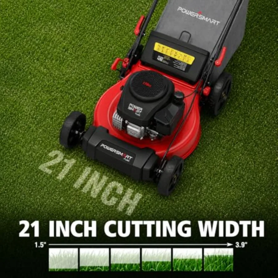 21 Gas Self-Propelled Lawn Mower for Hills Medium Yards 170cc OHV 3-in-1 Mulching/Bagging/Discharge 6-Position Height Alloy Ste