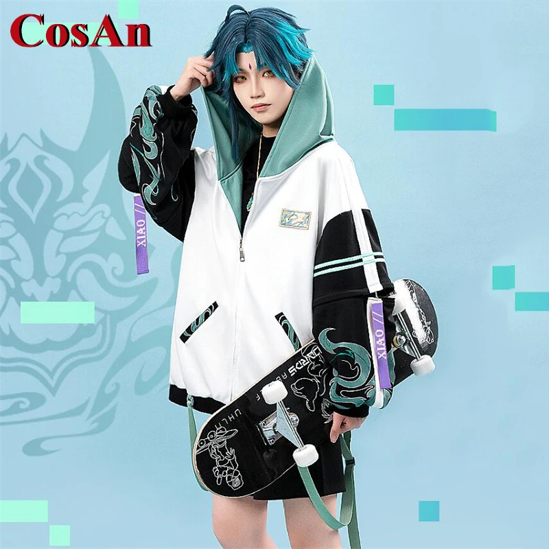 CosAn Game Genshin Impact Wanderer/Xiao/Tartaglia Cosplay Costume Little Animal Adventure Group Coat Party Role Play Clothing