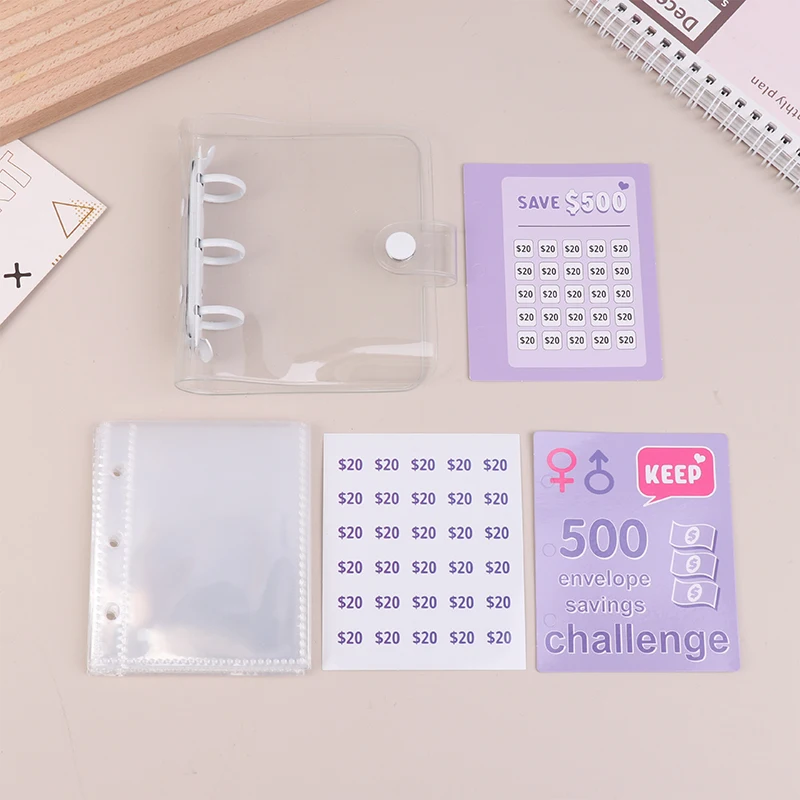 Mini Binder ประหยัดเงิน Binder $150/300/500/1000 Savings Challenge Binder ซองจดหมายออมทรัพย์โน้ตบุ๊ค Cash Budget Storage Book