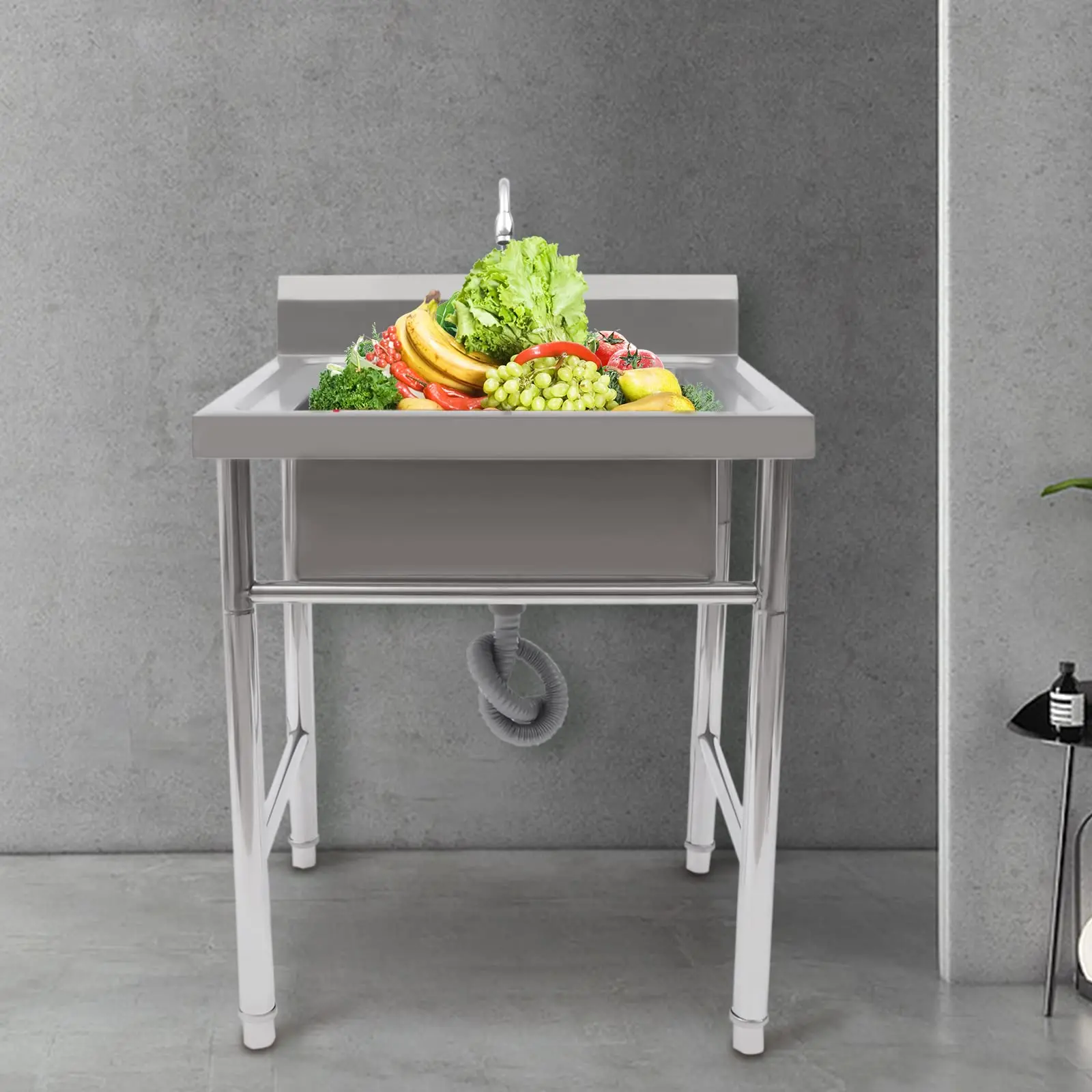 حوض المطبخ التجاري قائم بذاته من الفولاذ المقاوم للصدأ، وعاء واحد مع صنبور، حوض غسيل يدوي لمطعم Ba